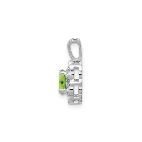 Sterling Silver Pendant with Peridot and Diamond Accents, Vintage Floral Filigree Design