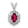 Created Ruby and Diamond Charm Pendant in Real 925 Sterling Silver