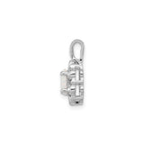 Sterling Silver Pendant with Oval Lab Created White Opal and Diamond Accents, Halo Floral Design
