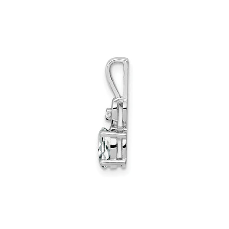 Sterling Silver Heart Pendant with Oval White Topaz and Diamond Accents