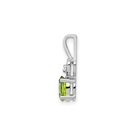 Sterling Silver Heart Pendant with Oval Peridot and Trio Diamond Accents, August Birthstone Jewelry
