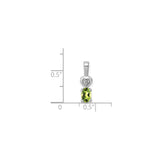 Sterling Silver Heart Pendant with Oval Peridot and Trio Diamond Accents, August Birthstone Jewelry