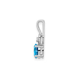 Sterling Silver Heart Pendant with Swiss Blue Topaz and Diamond Accents