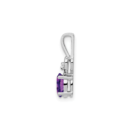 Sterling Silver Heart Pendant with Oval Amethyst and Diamond Accent