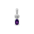 Sterling Silver Heart Pendant with Oval Amethyst and Diamond Accent
