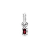 Sterling Silver Heart Pendant with Garnet and Diamond Accent, Romantic Jewelry for Women