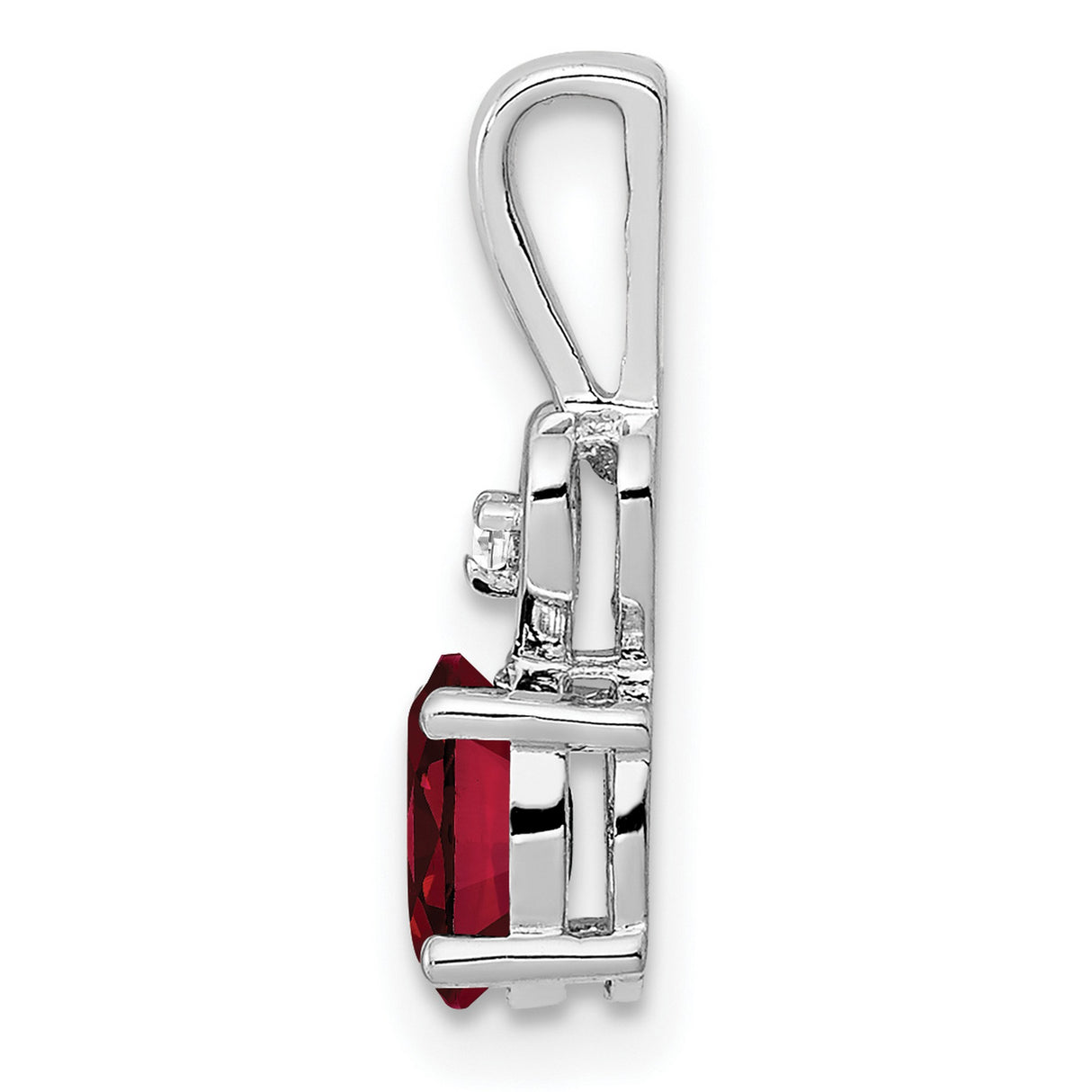 Sterling Silver Heart Pendant with Lab Created Ruby and Diamond Accents