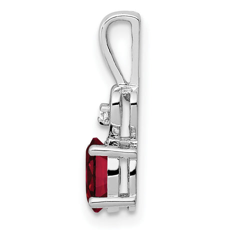 Sterling Silver Heart Pendant with Lab Created Ruby and Diamond Accents