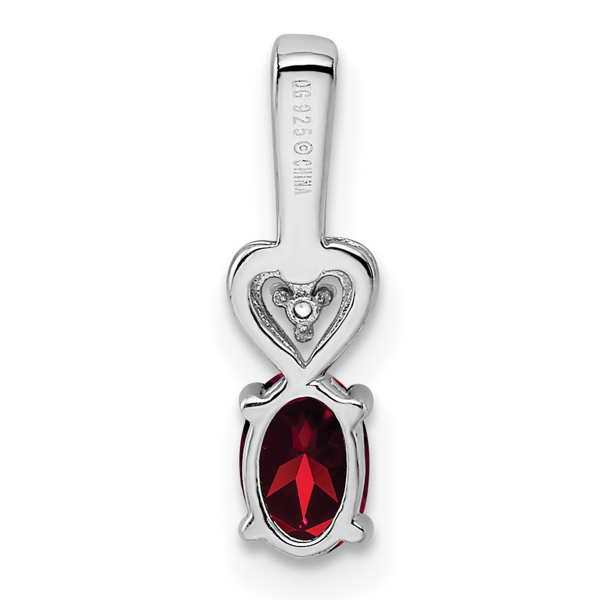 Sterling Silver Heart Pendant with Lab Created Ruby and Diamond Accents