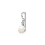 Sterling Silver Heart Pendant with White Pearl and Diamond Accent, Romantic Bridal Jewelry