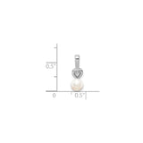 Sterling Silver Heart Pendant with White Pearl and Diamond Accent, Romantic Bridal Jewelry
