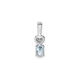 Sterling Silver Heart Pendant with Aquamarine and Diamond Accents, Romantic Jewelry for Women