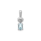 Sterling Silver Heart Pendant with Aquamarine and Diamond Accents, Romantic Jewelry for Women
