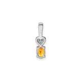 Sterling Silver Heart Pendant with Oval Citrine and Diamond Accents, Romantic Jewelry for Women
