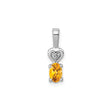 Sterling Silver Heart Pendant with Oval Citrine and Diamond Accents, Romantic Jewelry for Women