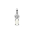 Sterling Silver Heart Pendant with Oval Lab Created White Opal and Diamond Accent