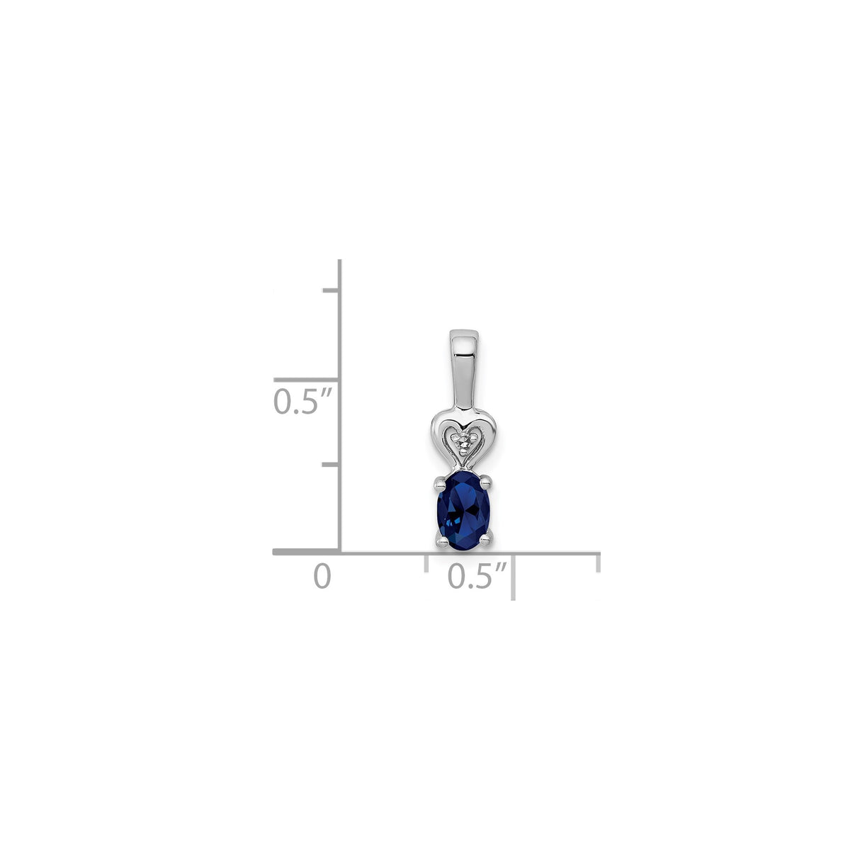 Sterling Silver Heart Pendant with Oval Lab Created Sapphire and Diamond Accents