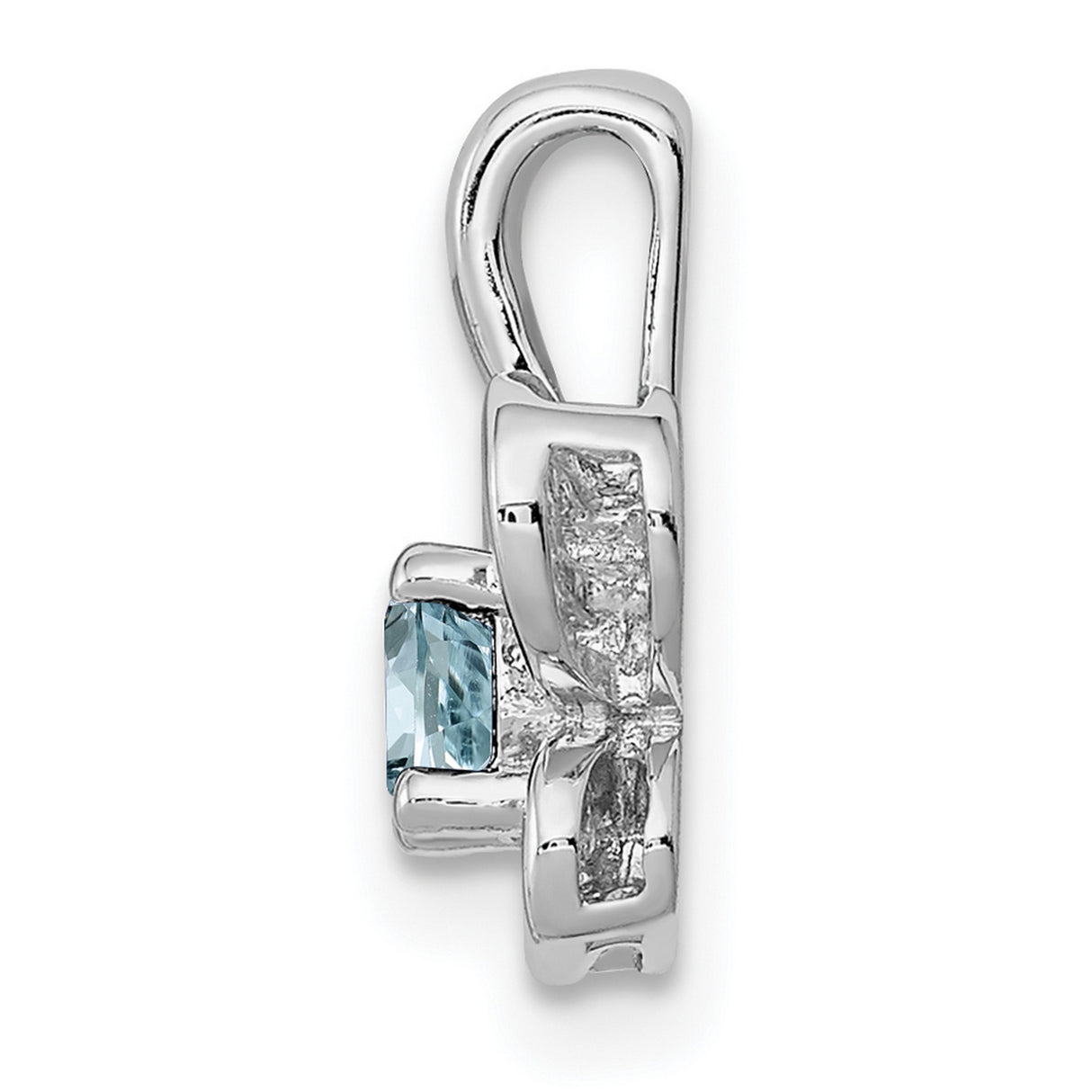 Aquamarine Charm Pendant in Real 925 Sterling Silver