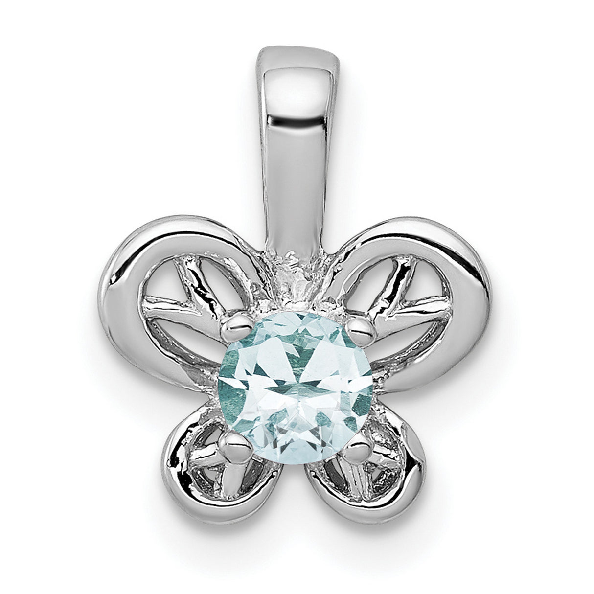 Aquamarine Charm Pendant in Real 925 Sterling Silver