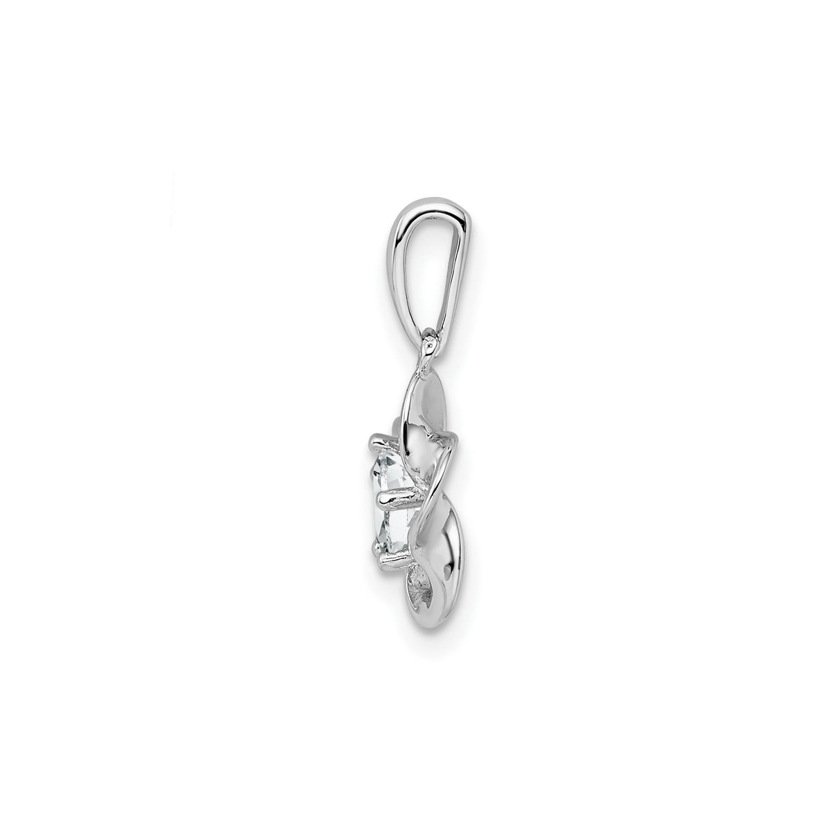 Sterling Silver Flower Pendant with White Topaz, Five Petal Blossom Design for Women