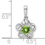 Floral Peridot Charm Pendant in Real 925 Sterling Silver