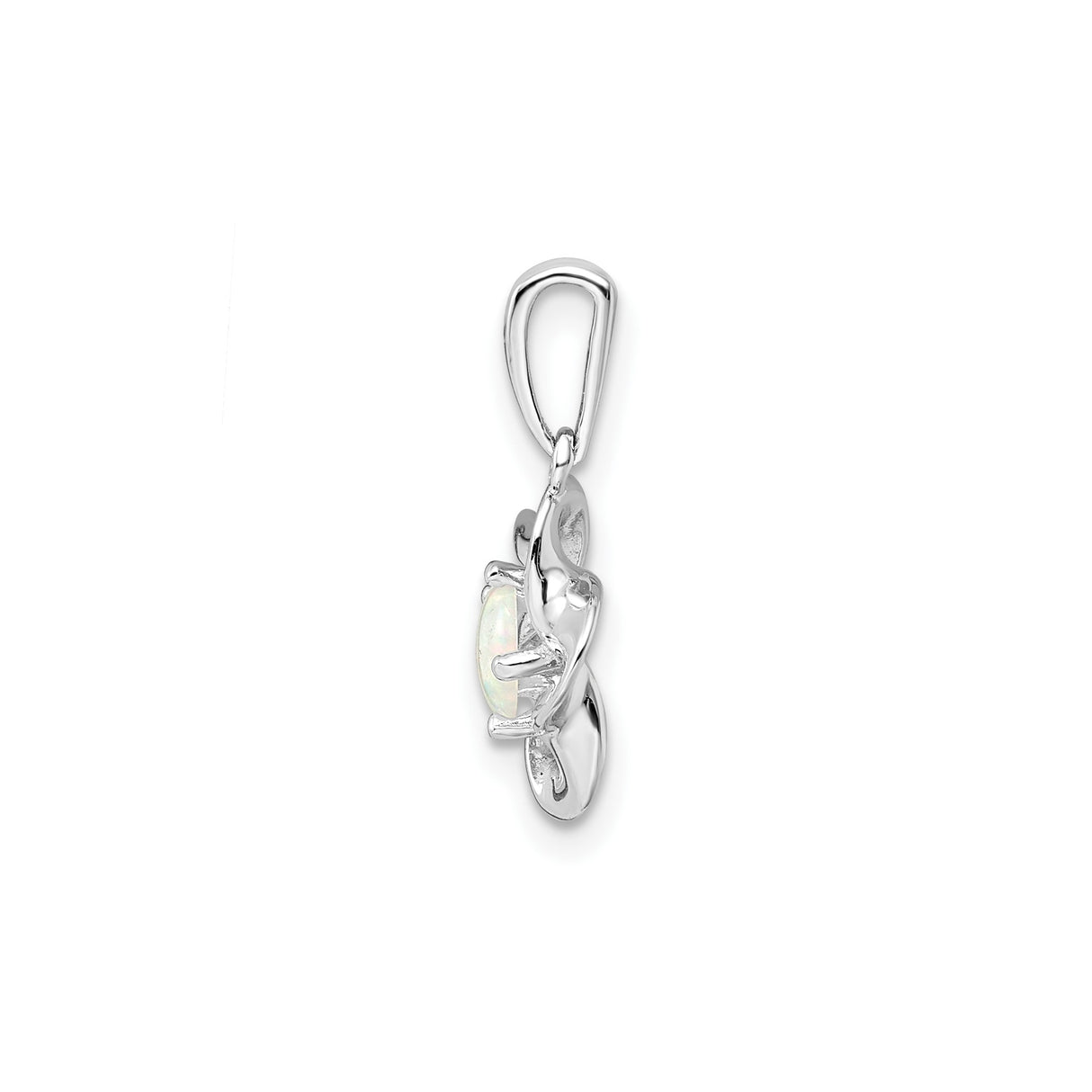 Sterling Silver Pendant with Lab Created Opal, Flower Shaped Nature Inspired Jewelry for Women