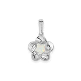 Sterling Silver Pendant with Lab Created Opal, Flower Shaped Nature Inspired Jewelry for Women
