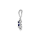 Sterling Silver Flower Pendant with Lab Created Sapphire, Stylized Blossom Design for Women