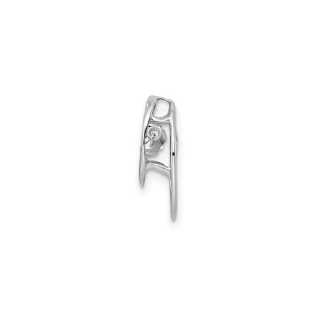 Sterling Silver Oval Pendant with Cubic Zirconia Center, Modern Minimalist Design for Women