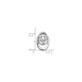 Sterling Silver Oval Pendant with Cubic Zirconia Center, Modern Minimalist Design for Women