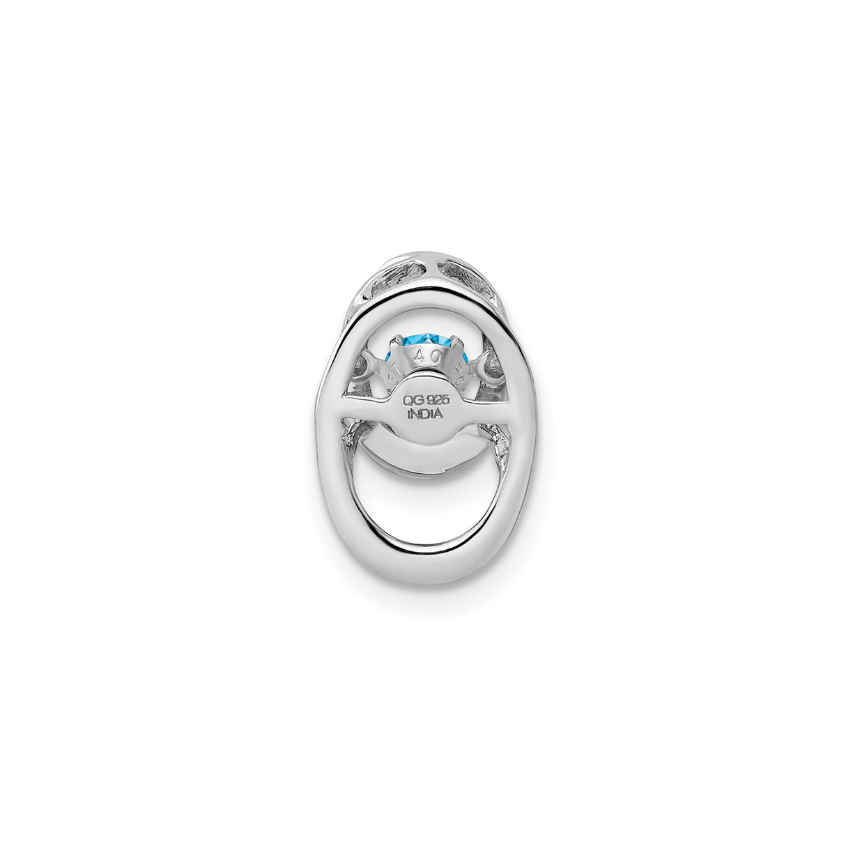Sterling Silver Pendant with Swiss Blue Topaz, Double Oval Design, Modern Abstract Style