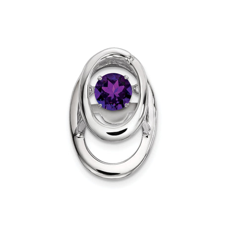 Sterling Silver Amethyst Pendant with Oval Loop Design, Minimalist February Birthstone Jewelry