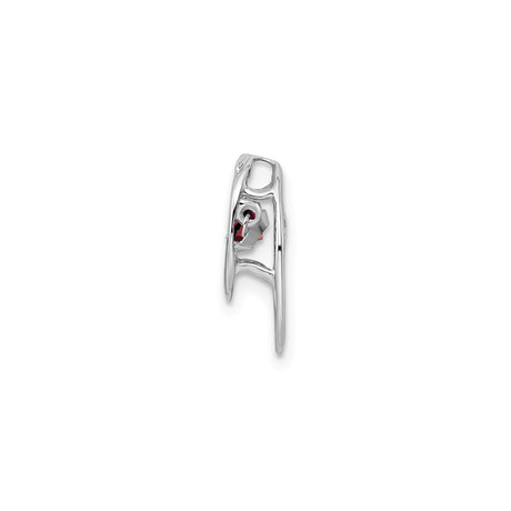 Sterling Silver Garnet Pendant with Interlocking Oval Loops, Modern Abstract Design for Women