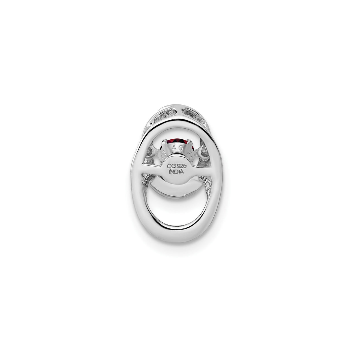 Sterling Silver Garnet Pendant with Interlocking Oval Loops, Modern Abstract Design for Women
