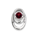 Sterling Silver Garnet Pendant with Interlocking Oval Loops, Modern Abstract Design for Women