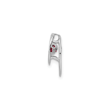 Sterling Silver Pendant with Ruby Gemstone, Overlapping Oval Design for Women