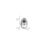 Sterling Silver Pendant with Overlapping Oval Loops and Round Purple Gemstone, Modern Minimalist Style