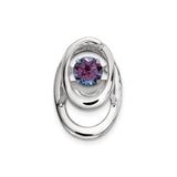 Sterling Silver Pendant with Overlapping Oval Loops and Round Purple Gemstone, Modern Minimalist Style