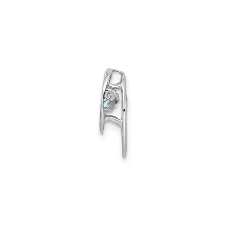 Sterling Silver Pendant with Oval Aquamarine, Modern Minimalist Design for Women