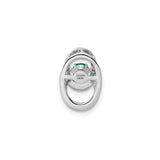 Sterling Silver Pendant with Emerald, Modern Double Oval Design for Women