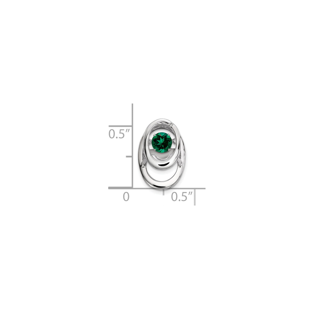 Sterling Silver Pendant with Emerald, Modern Double Oval Design for Women