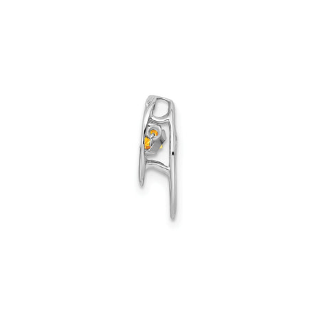 Sterling Silver Citrine Pendant with Oval Gemstone and Double Loop Design