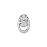 Sterling Silver Oval Pendant with Pink Cubic Zirconia, Abstract Minimalist Design