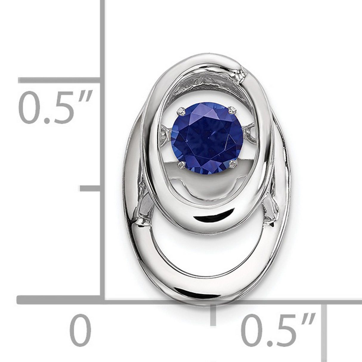 Sterling Silver Pendant with Lab Created Sapphire in Double Oval Loop Design