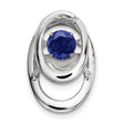 Sterling Silver Pendant with Lab Created Sapphire in Double Oval Loop Design