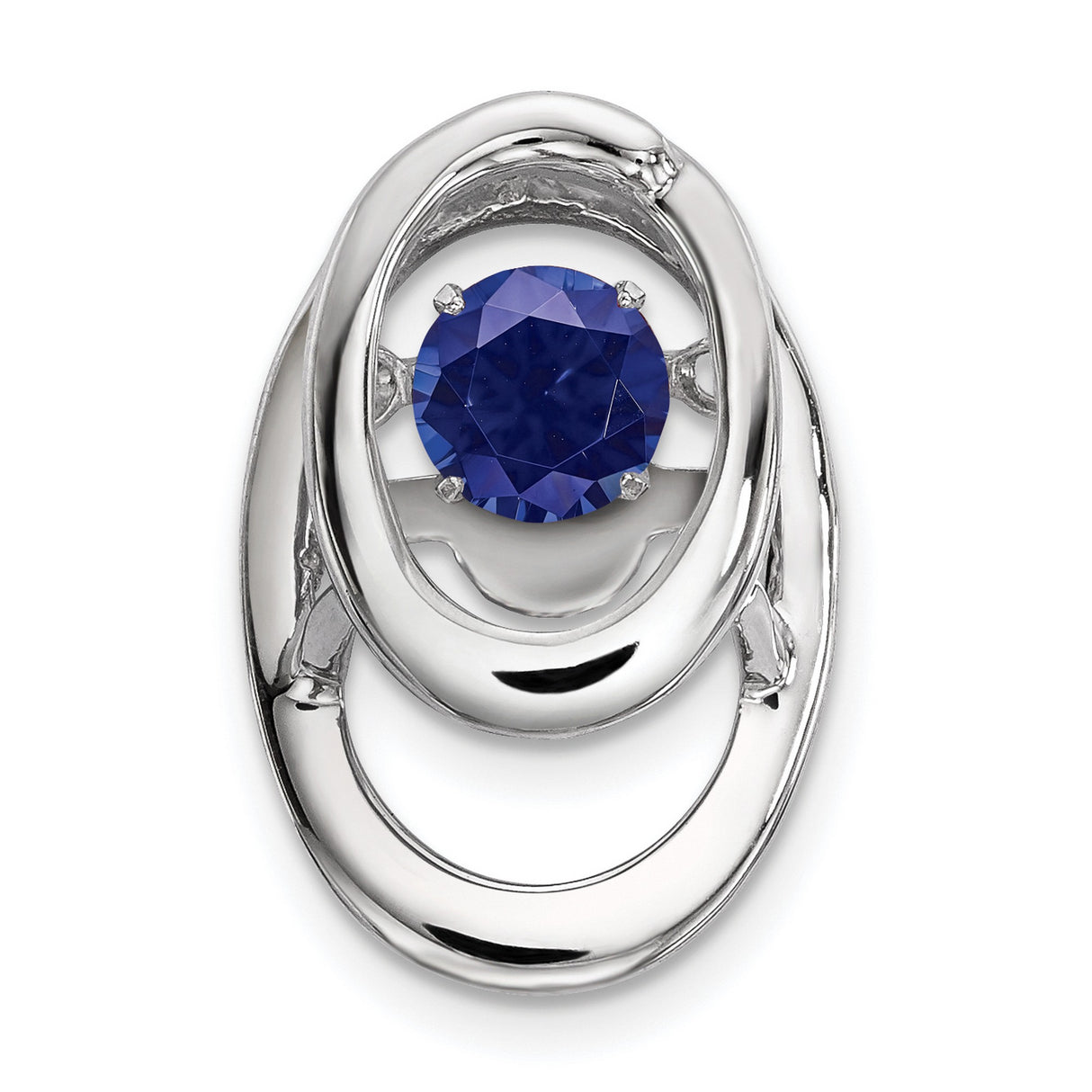 Sterling Silver Pendant with Lab Created Sapphire in Double Oval Loop Design