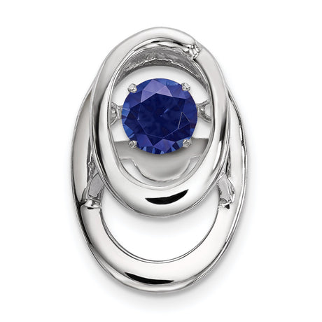Sterling Silver Pendant with Lab Created Sapphire in Double Oval Loop Design