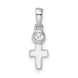 Sterling Silver Cross Pendant with White Topaz, Modern Minimalist Faith Jewelry for Men and Women