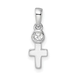 Sterling Silver Cross Pendant with White Topaz, Modern Minimalist Faith Jewelry for Men and Women