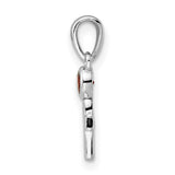 Sterling Silver Cross Pendant with Garnet, Modern Minimalist Religious Design